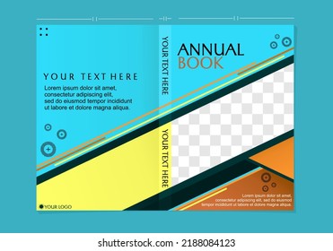 blue color book cover template set. geometric design on a modern background.