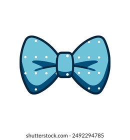 blue color bow tie white polka dot pattern vector illustration template design