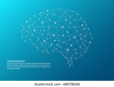 Blue Color Brain Mapping Concept With Dots, Circles And Lines