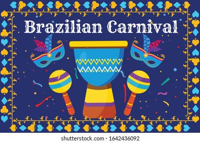 Blue Color Brazilian Carnival Fest Illustration