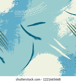 Blue color brush stroke illustration.  Vector grunge abstract elements. Creative ink elements. Bright dynamic minimal art. Splatter paper backdrop.