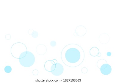 Burbujas de color azul sobre fondo blanco. Cae agua. Ilustración vectorial.