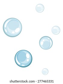 Blue color bubbles on white background