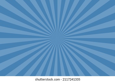 Blue color burst background. Rays background in retro style. Vector.	