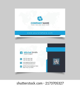 Blue color business card design, relisted business card template design 