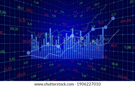 Blue color business graph chart of stock market investment trading. Trends of graph.