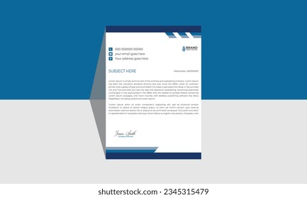 blue color business letterhead template design	
