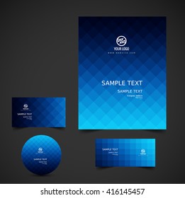 Blue color business stationery set