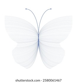 Blue color butterfly with lines, creative lines butterfly, butterfly with arcs vector illustration