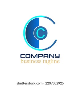 Blue Color Of C Intial Logo