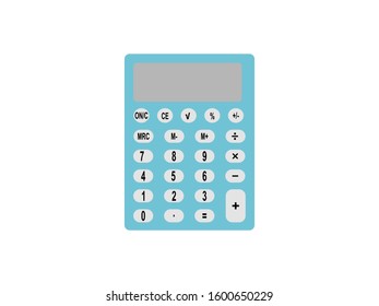 Blue color calculator. Vector Illustration, for business and financial concept.