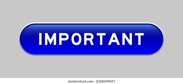 Blue color capsule shape button with word important on gray background