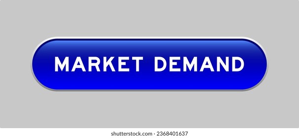 Blauer Kapselform-Knopf mit Demo zum Wortmarkt auf grauem Hintergrund