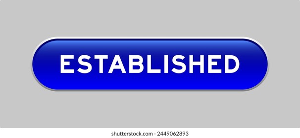 Blue color capsule shape button with word established on gray background