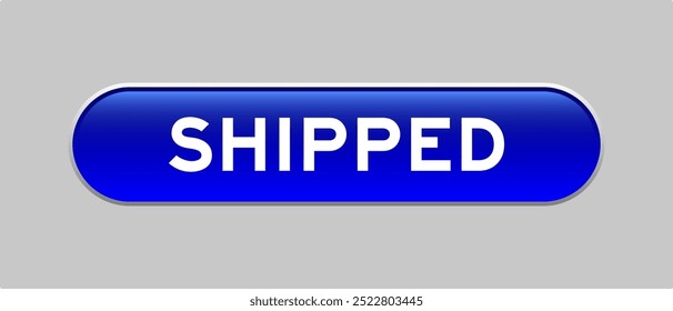 Botón de la forma de la cápsula del color azul con la palabra enviada en fondo gris