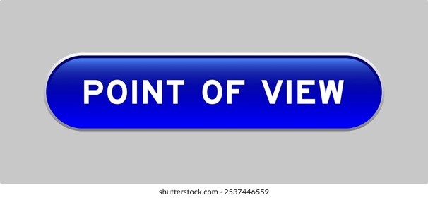 Botón azul de la forma de la cápsula del color con el punto de vista de la palabra en fondo gris