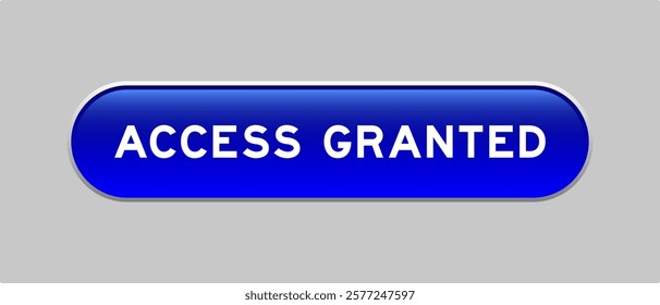 Blue color capsule shape button with word access granted on gray background