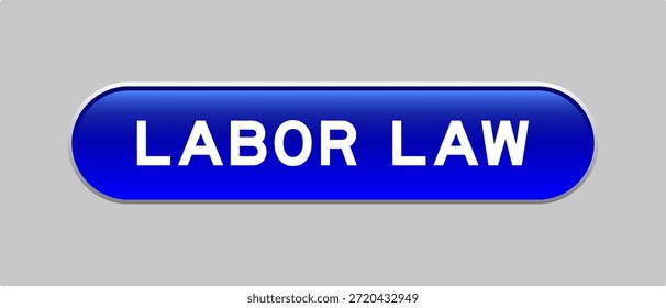 Botón azul de la forma de la cápsula del color con la ley laboral de la palabra en fondo gris