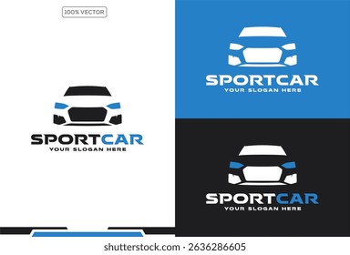 blue color car silhouette abstract logo design