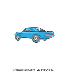 vector de coche de color azul desde la parte trasera con contorno trasero para afiches y banderas