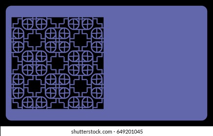 blue color card with lace pattern. for laser cutting. Vector illustration.