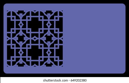 blue color card with lace pattern. for laser cutting. Vector illustration.