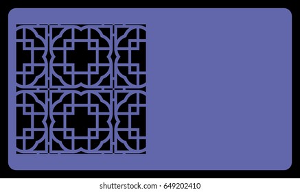 blue color card with lace pattern. for laser cutting. Vector illustration.