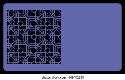 blue color card with lace pattern. for laser cutting. Vector illustration.