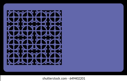 blue color card with lace pattern. for laser cutting. Vector illustration.