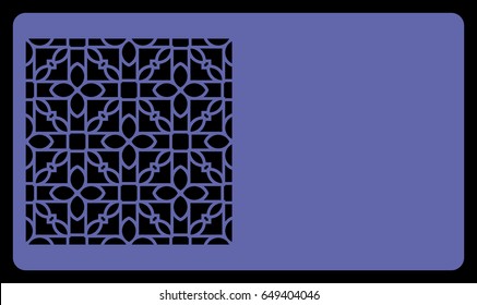 blue color card with lace pattern. for laser cutting. Vector illustration.