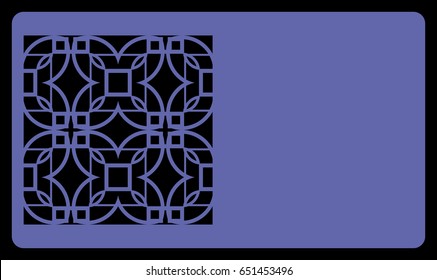 blue color card with lace pattern. for laser cutting. Vector illustration.
