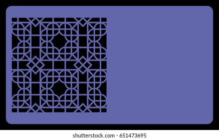 blue color card with lace pattern. for laser cutting. Vector illustration.