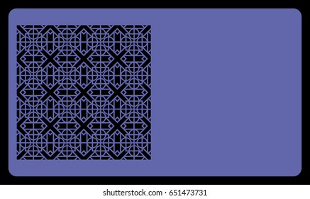 blue color card with lace pattern. for laser cutting. Vector illustration.