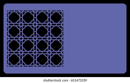 blue color card with lace pattern. for laser cutting. Vector illustration.