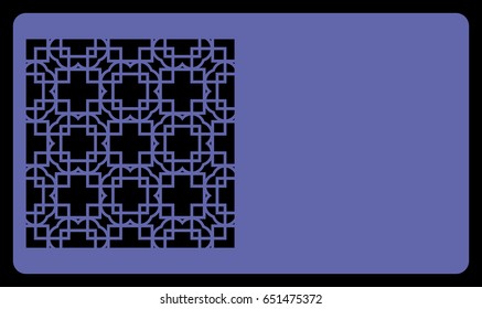 blue color card with lace pattern. for laser cutting. Vector illustration.