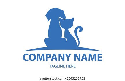 Blue Color Cat and Dog Logo Design