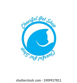 diseño del logotipo de gato de color azul. diseño de logotipo de silueta. diseños para tiendas de mascotas.