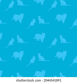blue color cat patterns on blue background, vector, decorative, fabric, textile, design, backdrop, notebook bag