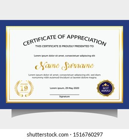 Blue Color certificate Business templates design vector