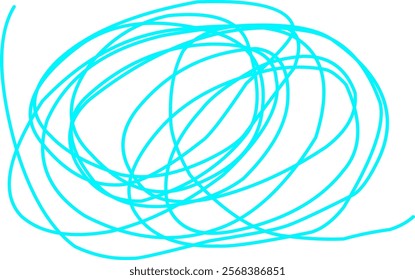 Blue color chaos pattern. Doodle circle sketch. Colorful background with line arrangement. graffiti Complex chaotic lines texture in blue. Art creation. Print banners, posters and t-shirts