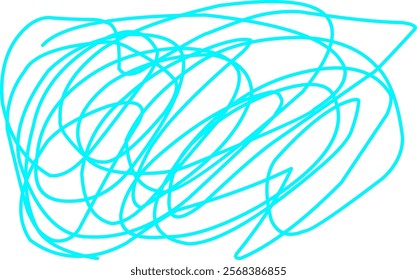 Blue color chaos pattern. Doodle circle sketch. Colorful background with line arrangement. graffiti Complex chaotic lines texture in blue. Art creation. Print banners, posters and t-shirts
