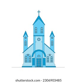 Blue color church illustration vector