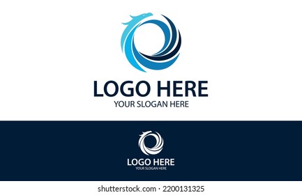 Blue Color Circle Abstract Bird Logo Design