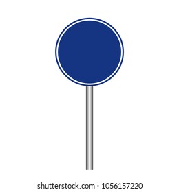 Blue Color Circle Blank Of Traffic Road Sign,Vector Illustration, Isolate On White Background Icon. EPS10