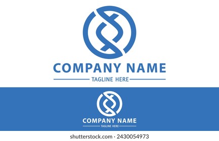 Blue Color Circle Line Art DNA Logo Design