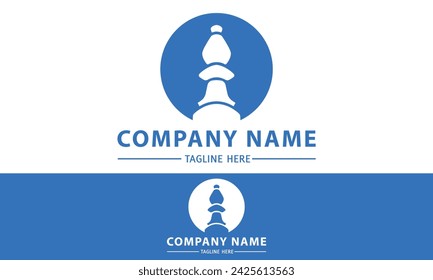 Blue Color Circle Negative Space Chess Pion Logo Design