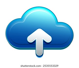 Nube de color azul con la flecha, icono del Cargar