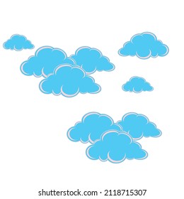 blue color cloud patterns on white background, vector