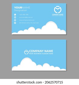Blue color Cloudy, minimal and simple professional two sided business card designs
