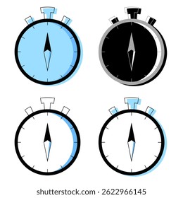 blauer Kompass-Symbolsatz. Symbol für Zeichen und Symbol.